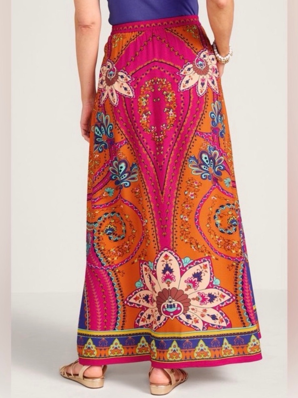 Soft Surroundings Marguerite Maxi Skirt Floral Bora Bora Scarf Print Tall Large - Picture 10 of 14